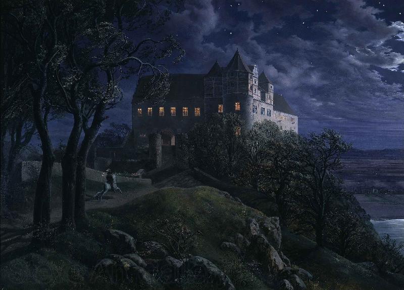 Ernst Oppler Burg Scharfenberg at Night Norge oil painting art